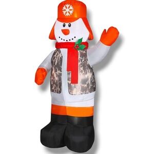 NEW 7FT Hunter Snowman Inflatable Airblown Gemmy Lighted NEW in Open Box Tested